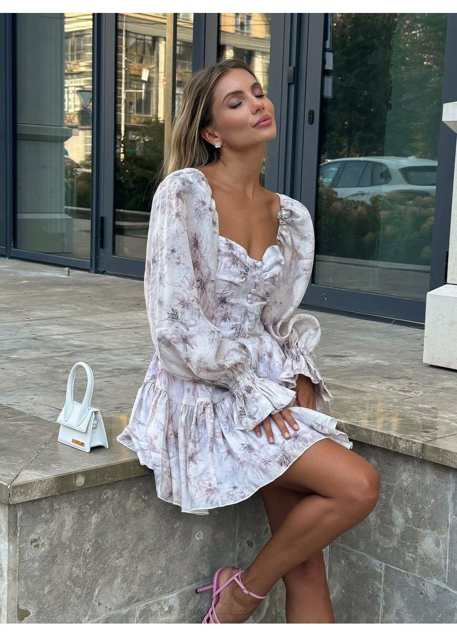 Пудрова сукня barbara колір квіти пудра milirud