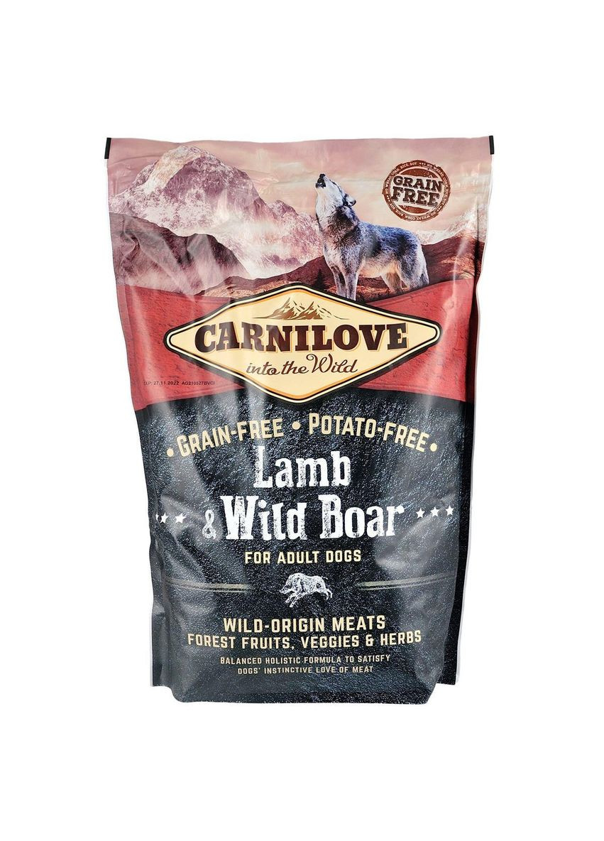 Сухий корм Lamb & Wild Boar для дорослих собак всіх порід, ягня та кабан, 1,5 кг Carnilove (363196415)