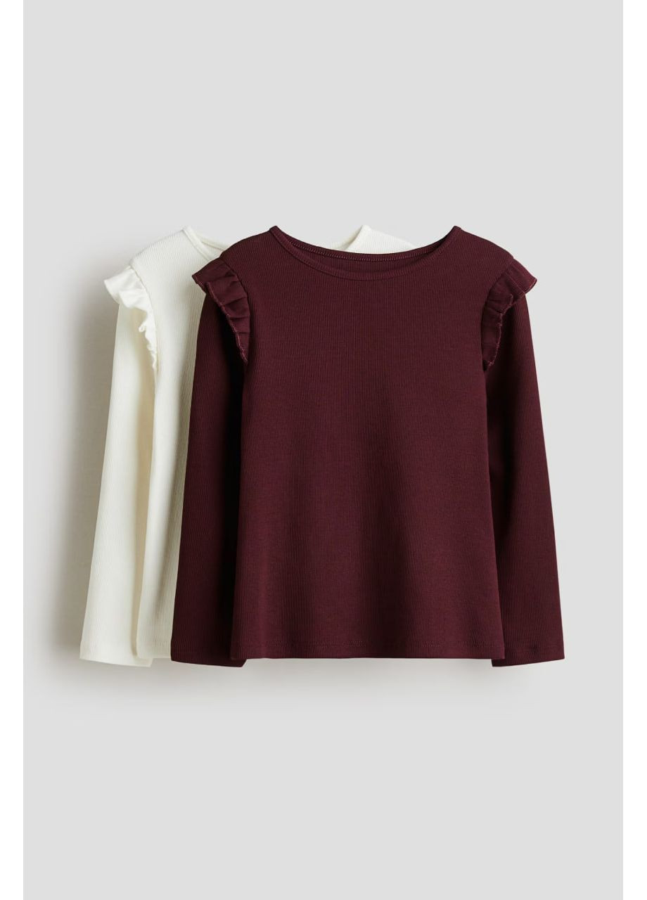 Бордовый демисезонный праздничный, повседневный, деловой, кэжуал лонгслив H&M однотонный