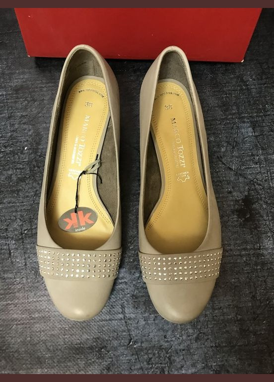 Marco Tozzi Женские кожаные туфли серого цвета ТМ серый з натуральная кожа, — демисезон (338228763)