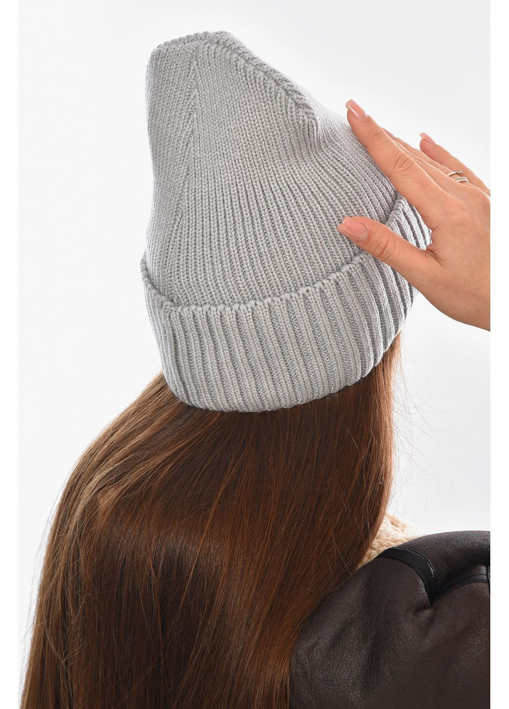 Шапка женская на флисе серого цвета Let's Shop (368823971)