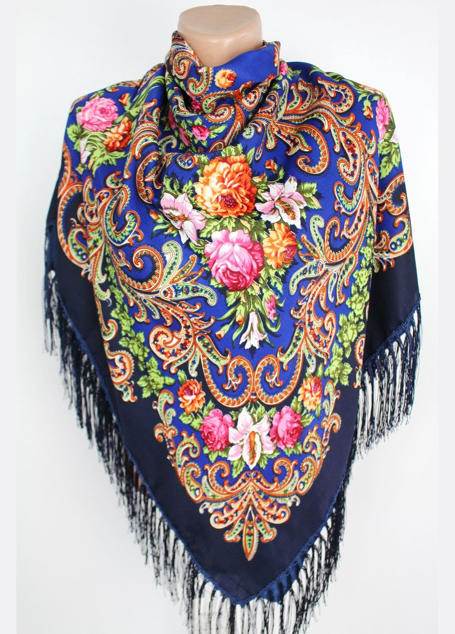 Платок народный "Букет лилий" Темно-синяя 611006 Husta (322502147)