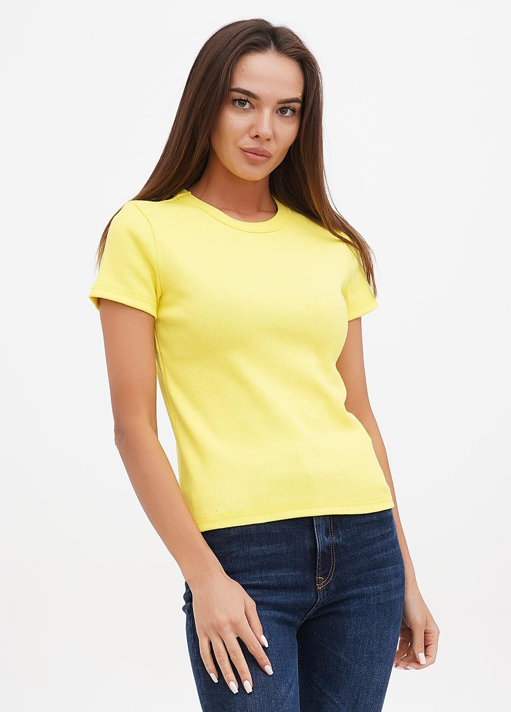 Жіноча облягаюча футболка з трикотажного рубчика для повсякденного носіння (hb585456) HiBrand - (346241436)