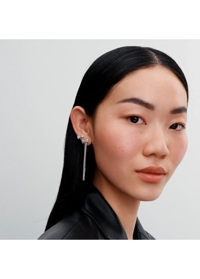 Срібні Сережки кульчики Пандора "Бант з паве" 293544C01 Kabluchka (355346909)