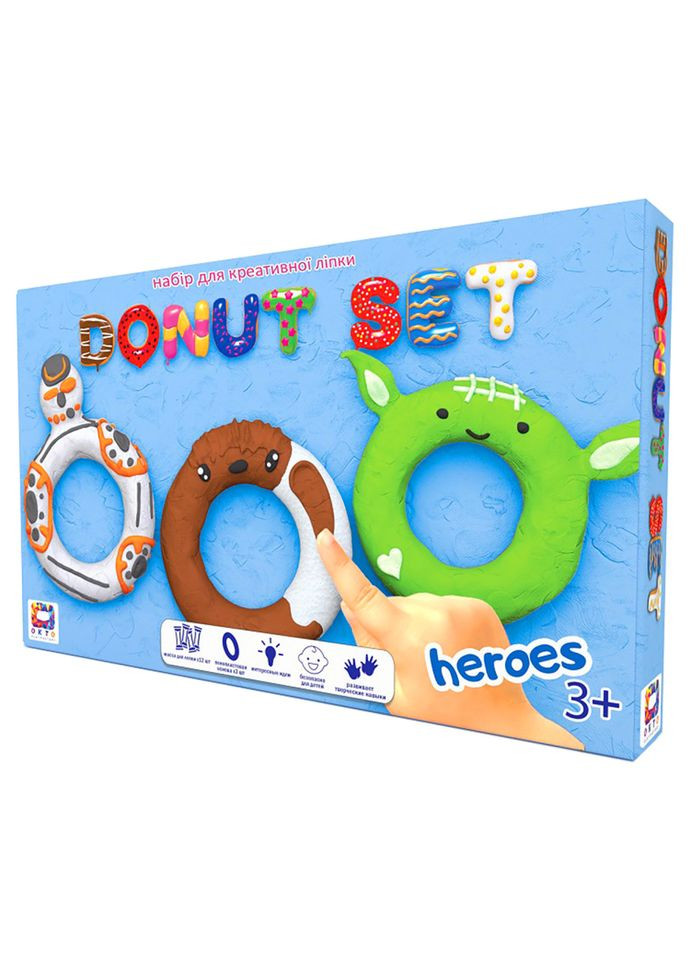 Набір для креативного ліплення TM Donut Set HEROES легкий стрибаючий пластилін - РУС 70089 Moon Light Clay (305232091)