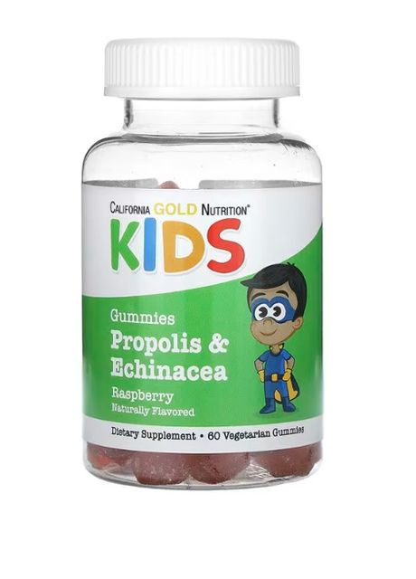 , прополіс і ехінацея для дітей, без желатину, натуральний смак малини, 60 California Gold Nutrition (280947006)