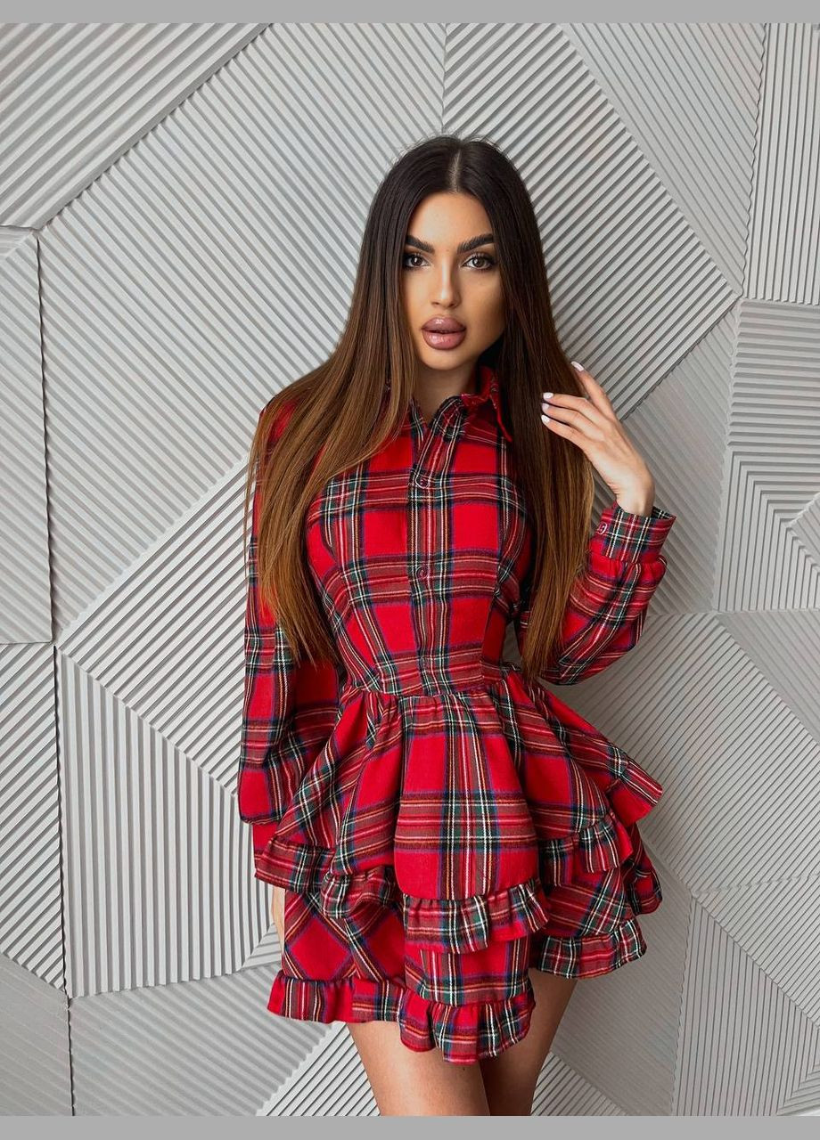 Червона повсякденний сукня DK/DL Мода без кордонів в клітинку