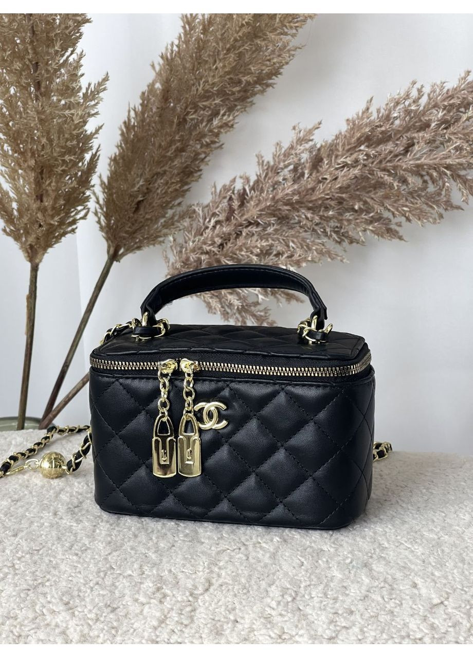 Сумка жіноча клатч Chanel Classic Black Lambskin класична бочка Шанель Чорна саквояж No Brand (367610514)
