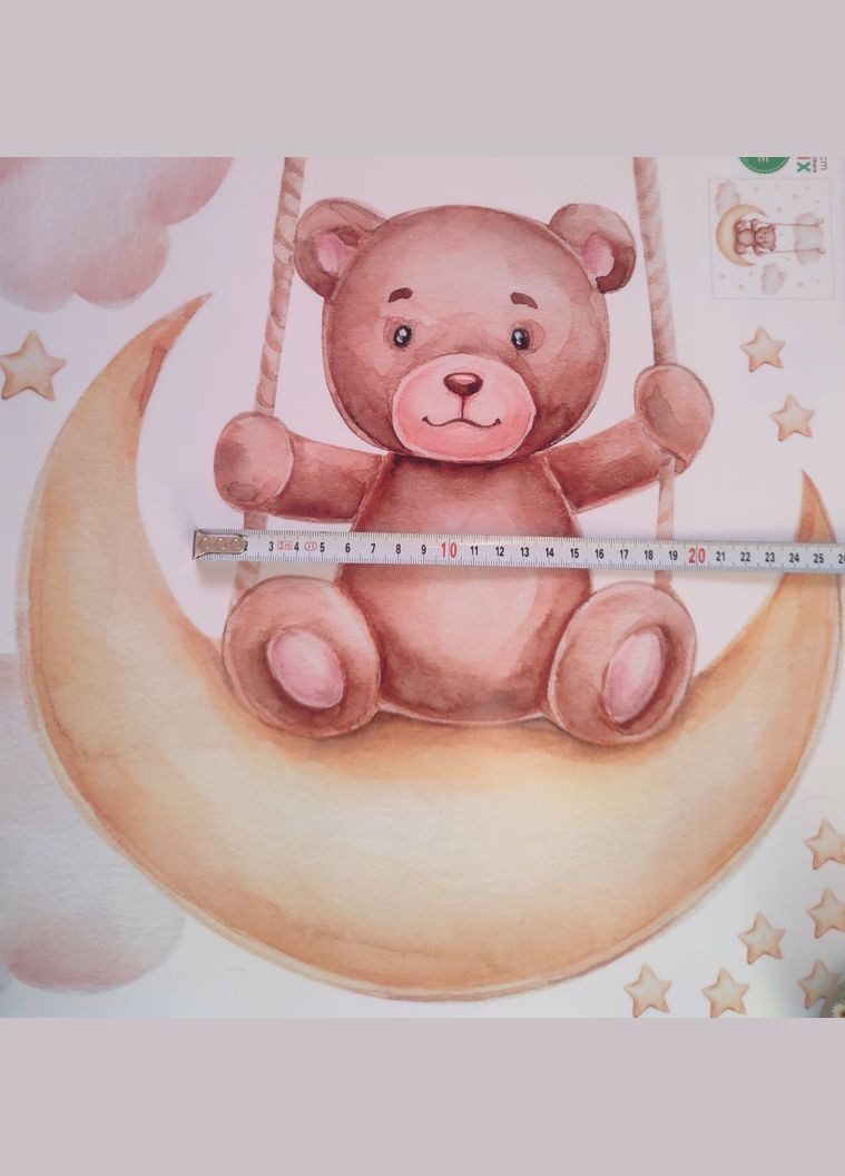 Вінілові наклейки на стіну Ведмедик гойдається на місяці (лист 40 х 60 см) Б394-58 Sproutfox (302241642)