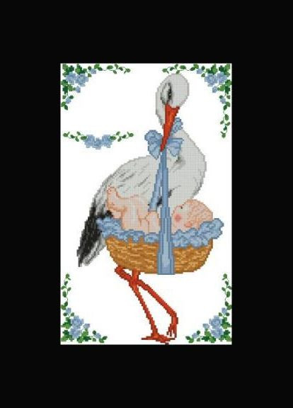 Набор для вышивки крестиком. Размер: 18*29 см Метрика аист (мальчик) Лоскуток (315361978)