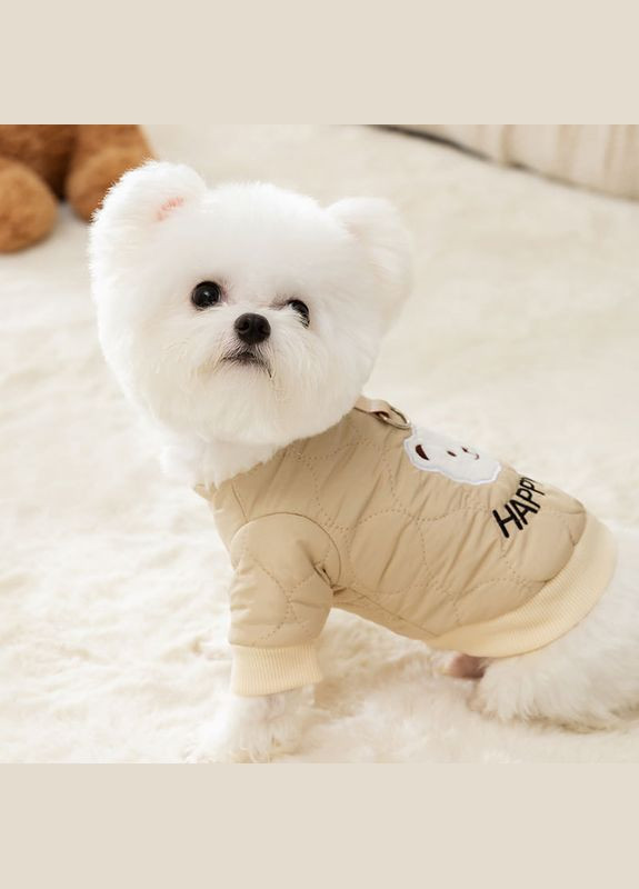 Куртка для животных Тедди Lesko 2310SXSL1869 Happy Day Beige M с петлей для поводка 5шт Hippie dog (356499334)