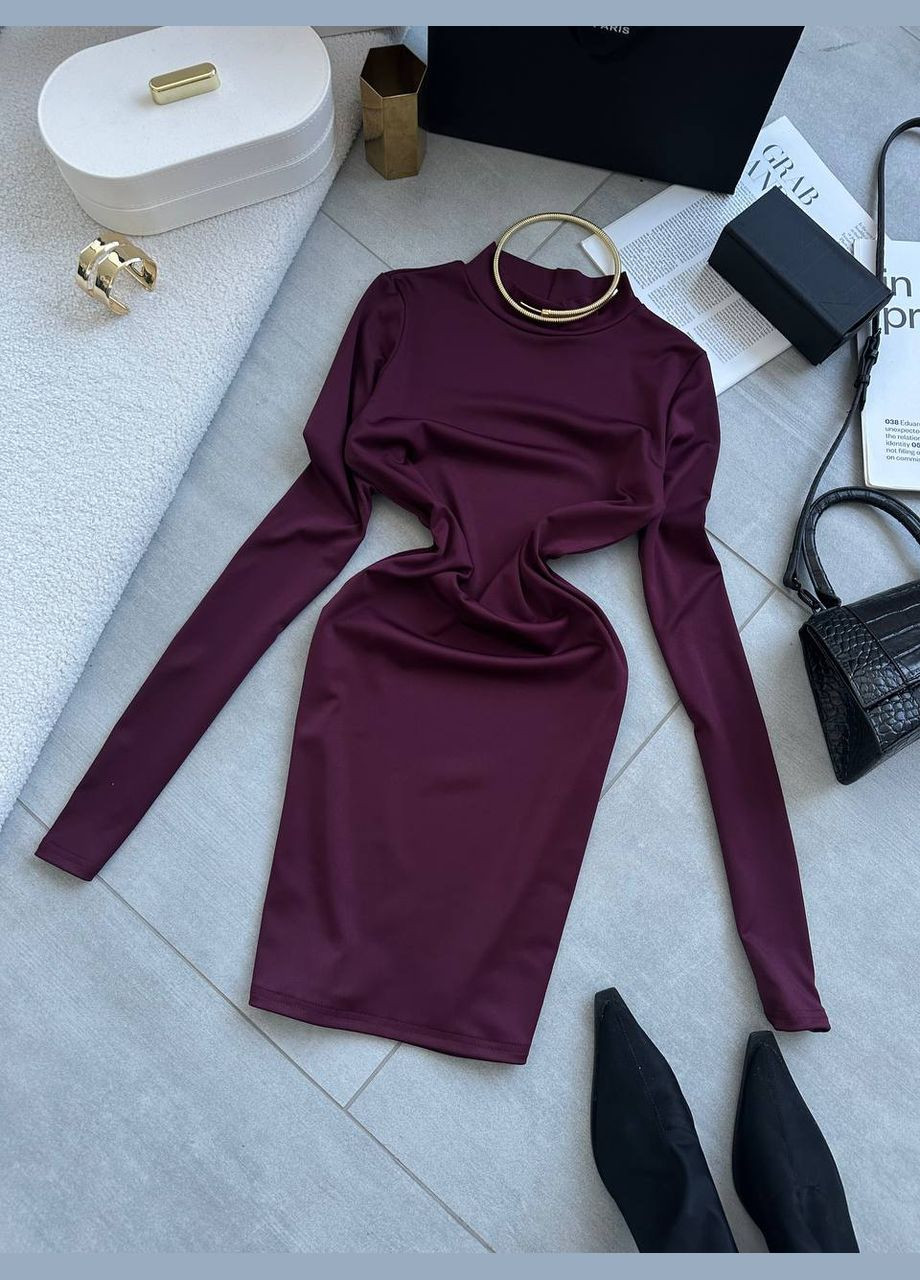 Бордовое повседневный силуэтное платье силуэтная Adelante однотонное