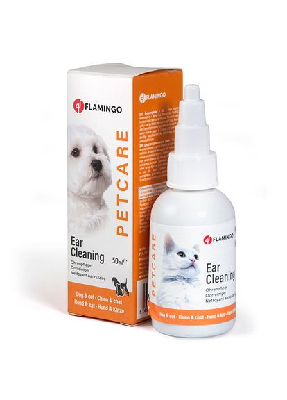 Краплі для чищення вух для собак і кішок Petcare Ear Cleaner 50 мл (5400274984139) Flamingo (279564098)