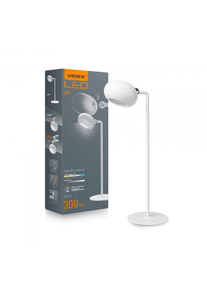 LED настольная лампа с аккумулятором VLETF18W 3W 3000-5500K Белая (VLE-TF18W) Videx (305758245)