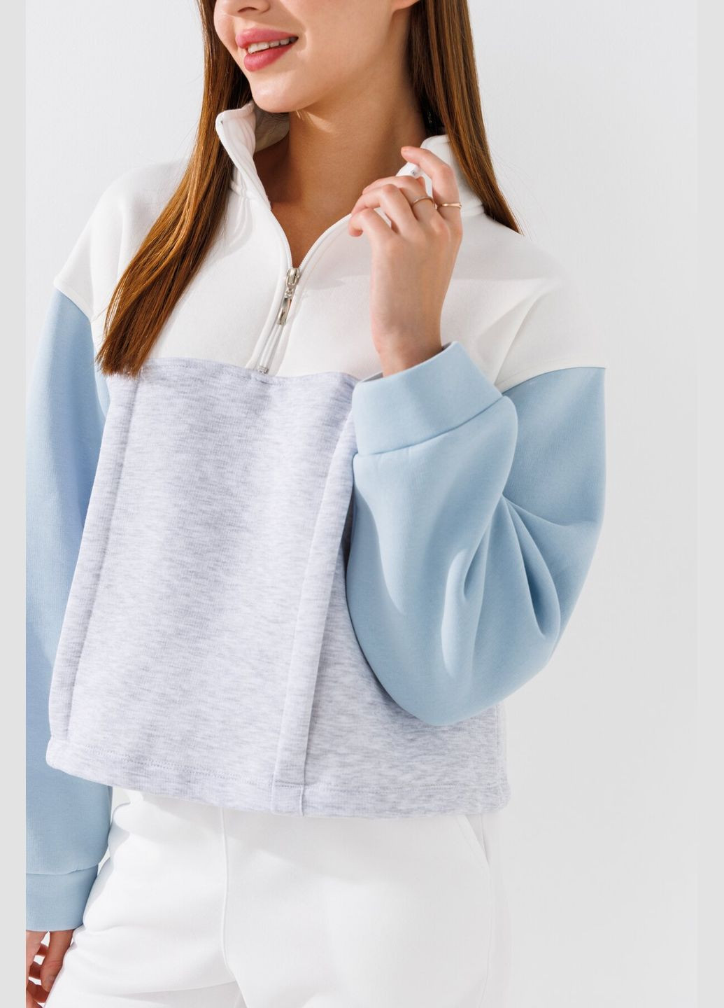 Комбинированный свитшот женский 83590 shop (2000990776273) Crep (364685421)