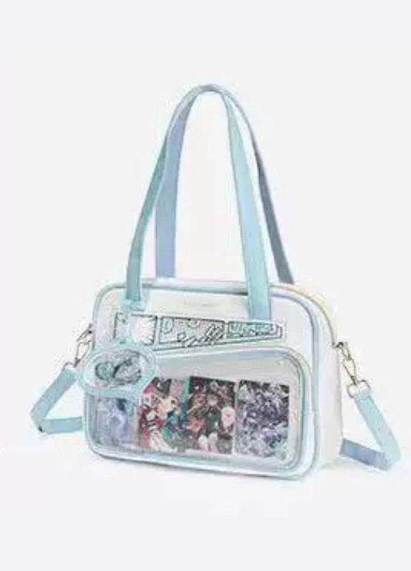 Сумка с прозрачной вставкой Белая с голубым No Brand (334884042)