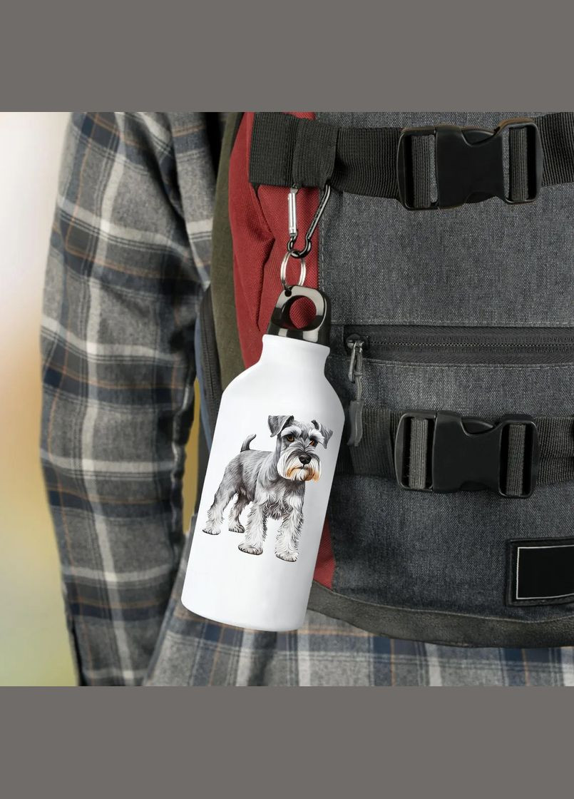 Фляга (пляшка) для води з карабіном Собака (Туристична, Для кемпінгу, Для спорту) #18 500 мл Білий No Brand (323639635)