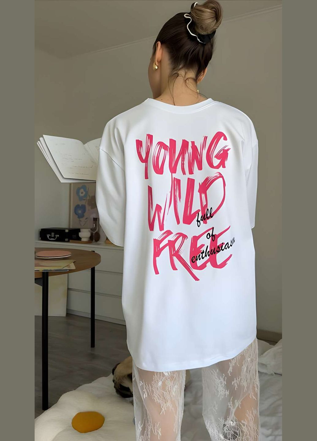 Женская качественная хлопковая футболка оверсайз с надписью wild one size хлопок белый Україна - (339402863)