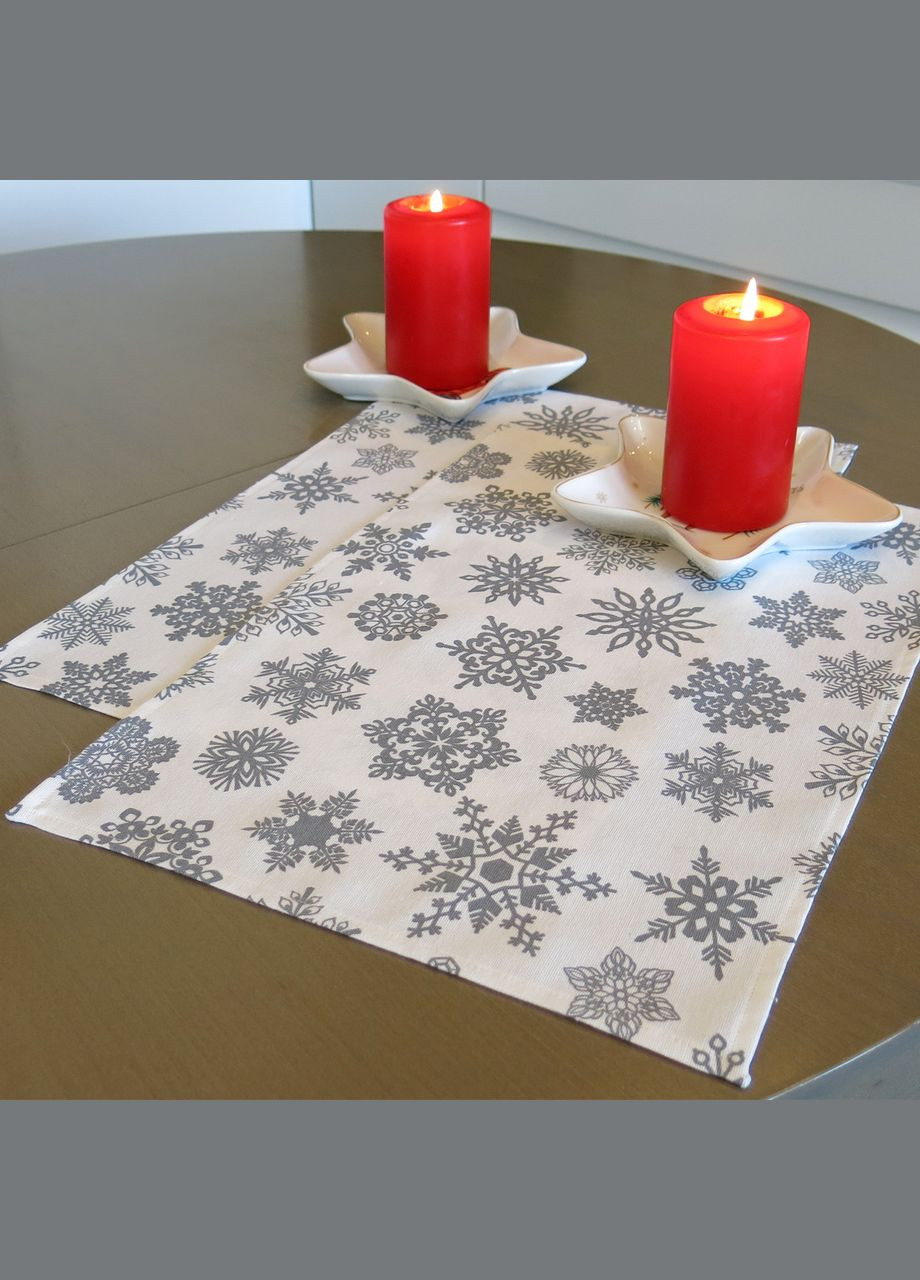 Салфетка под тарелку новогодняя (набор из 2 салфеток) белая водоотталкивающих с тефлоновым покрытием Maystat (305775248)