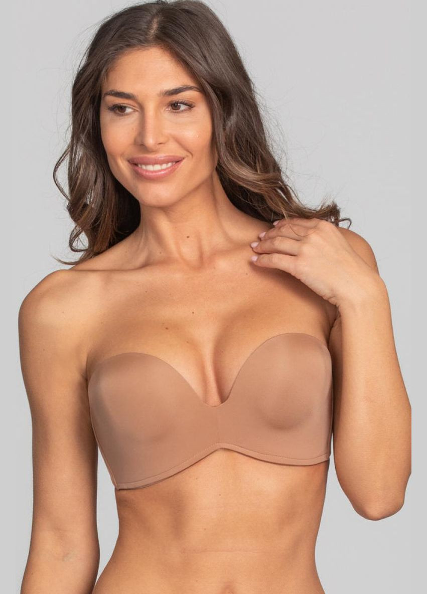 Бежевый балконет бюстгальтер push up без бретелей Wonderbra без косточек