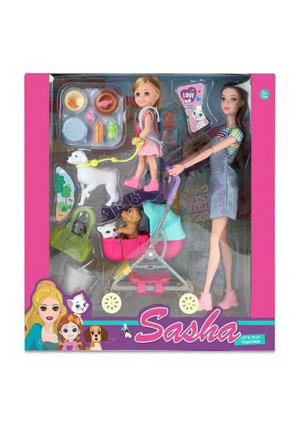 Кукла "Sasha". 2 куклы, 3 домашних любимца, аксессуарами, высота Baby Plus (288187972)