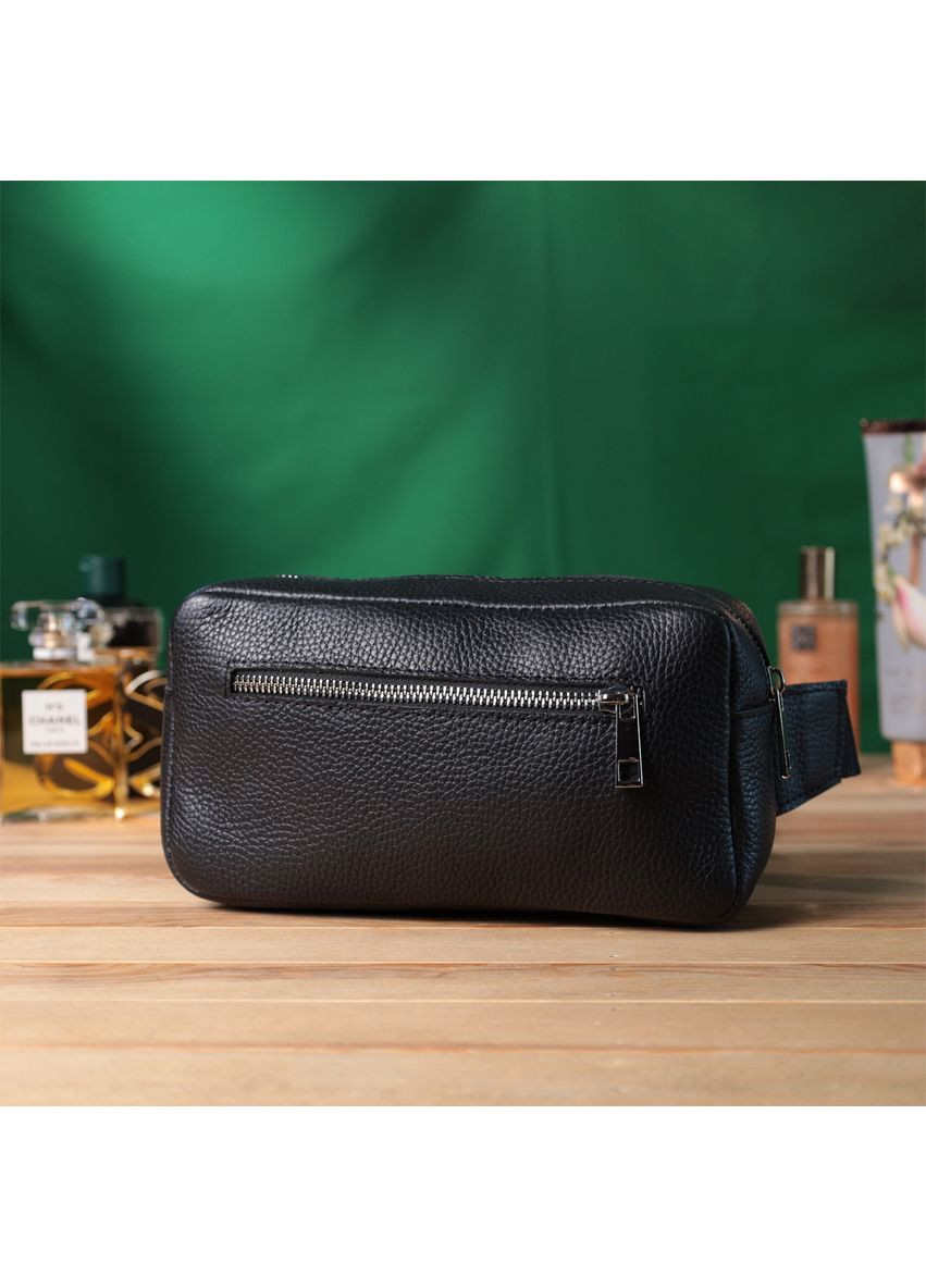 Мужская сумка бананка из натуральной кожи черный флотарь 21х11,5х5,5 см 22826 Shvigel (362417711)