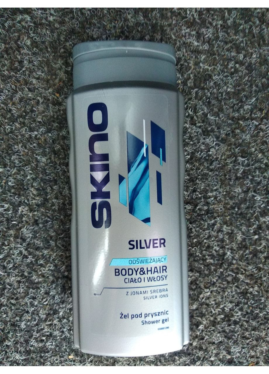 Гель для душу та шампунь чоловічий Skino Silver Body & Hair 400 мл Biedronka (356671635)