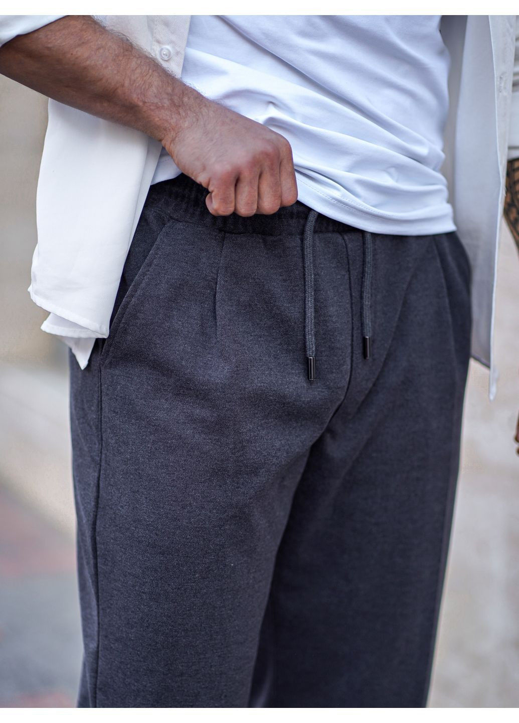 Штани чоловічі утеплені класичні прямі вовняні брюки Relax Fit Графіт Teamv (367973580)