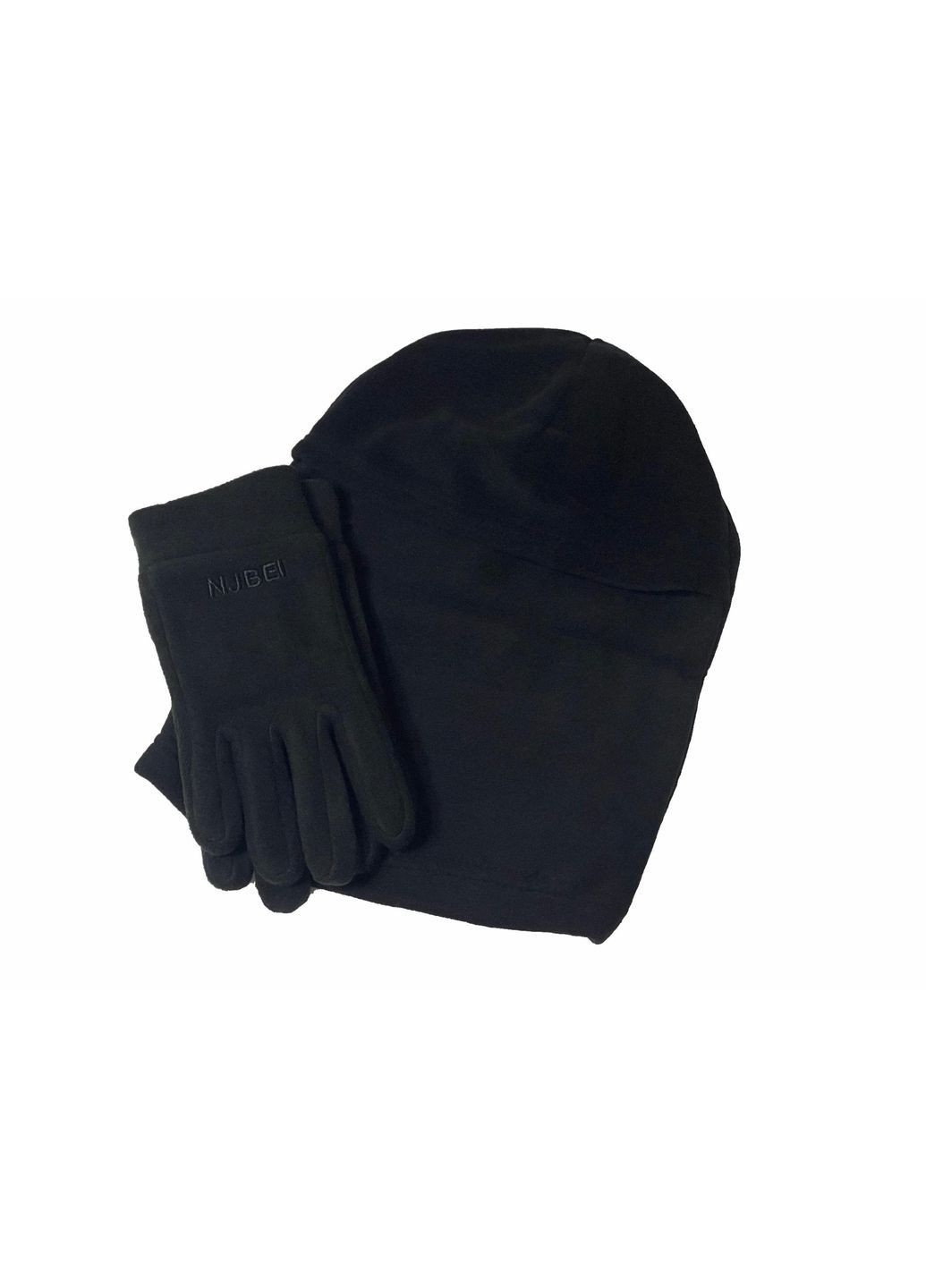 No Brand комплект для чоловіків (шапка-балаклава uni, рукавички m), чорний однотонний чорний спортивний фліс виробництво - Китай