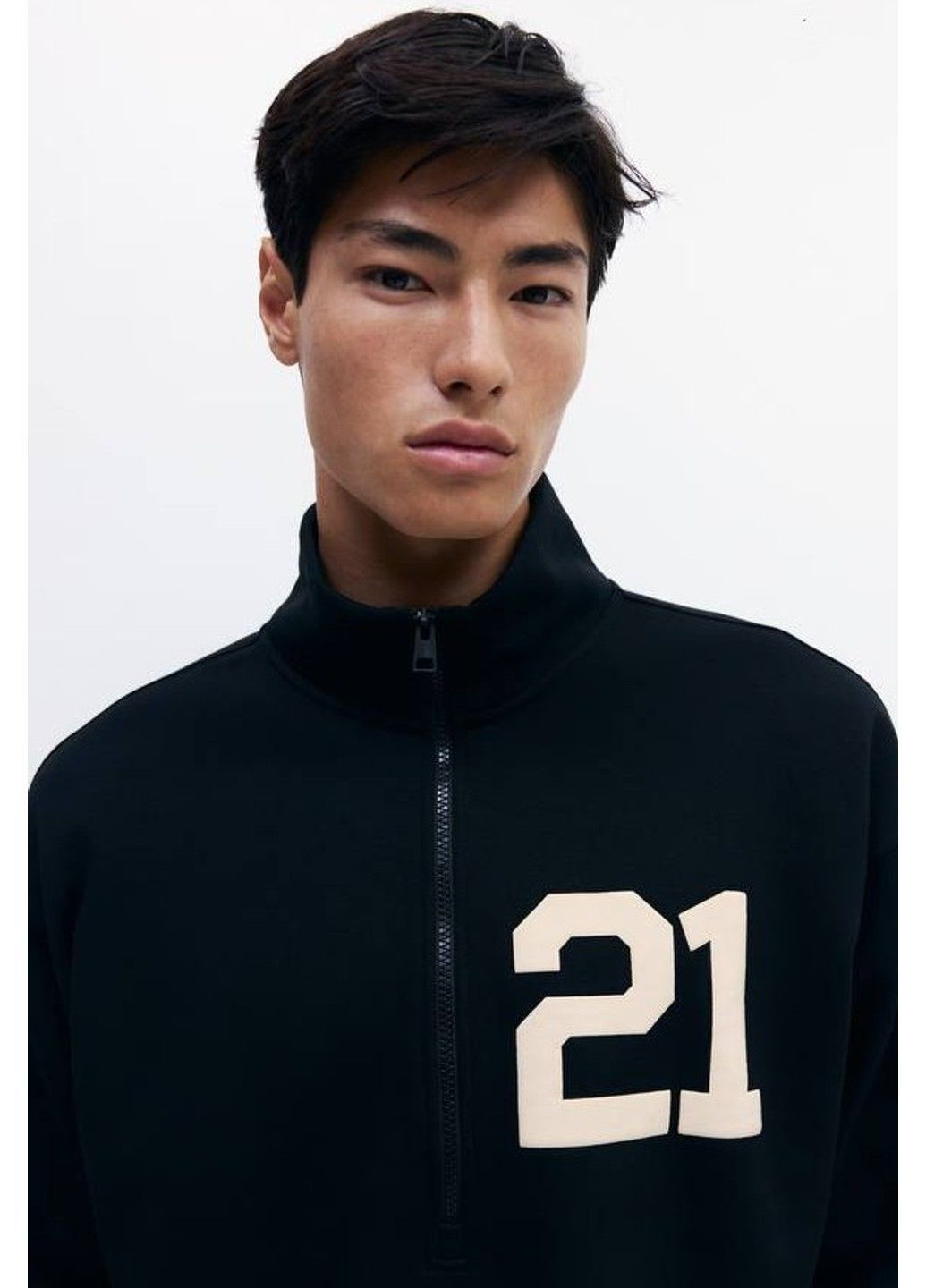 Черный мужской свитшот с принтом loose fit (58580) s черный H&M (364358552)