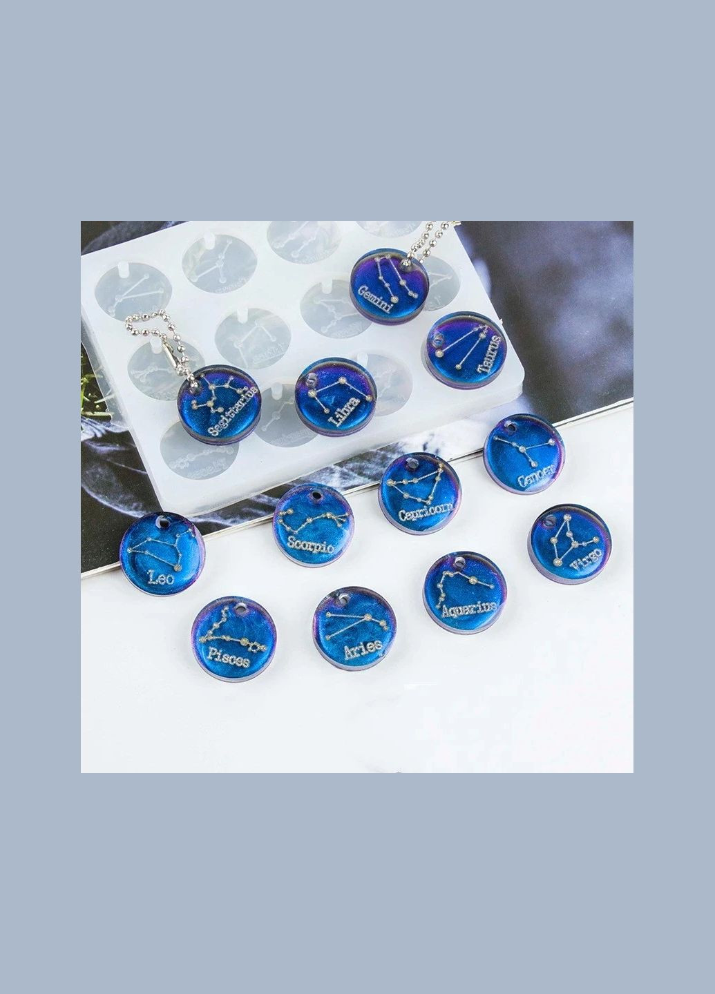 Форма для епоксидної смоли і інших матеріалів Молд підвіски знаки зодіака Білий Силікон 11.5 x 8.7 см Finding (316248827)