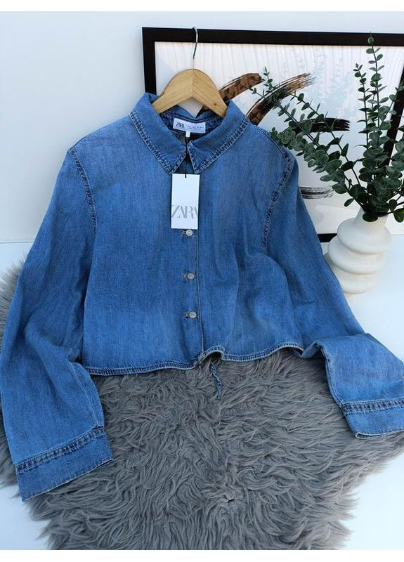 Джинсова сорочка trf із вирізом ззаду Zara (360543794)