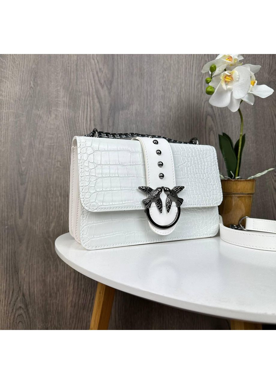 Жіноча міні сумочка клатч під рептилію біла на ланцюжку ProDobro (363260139)