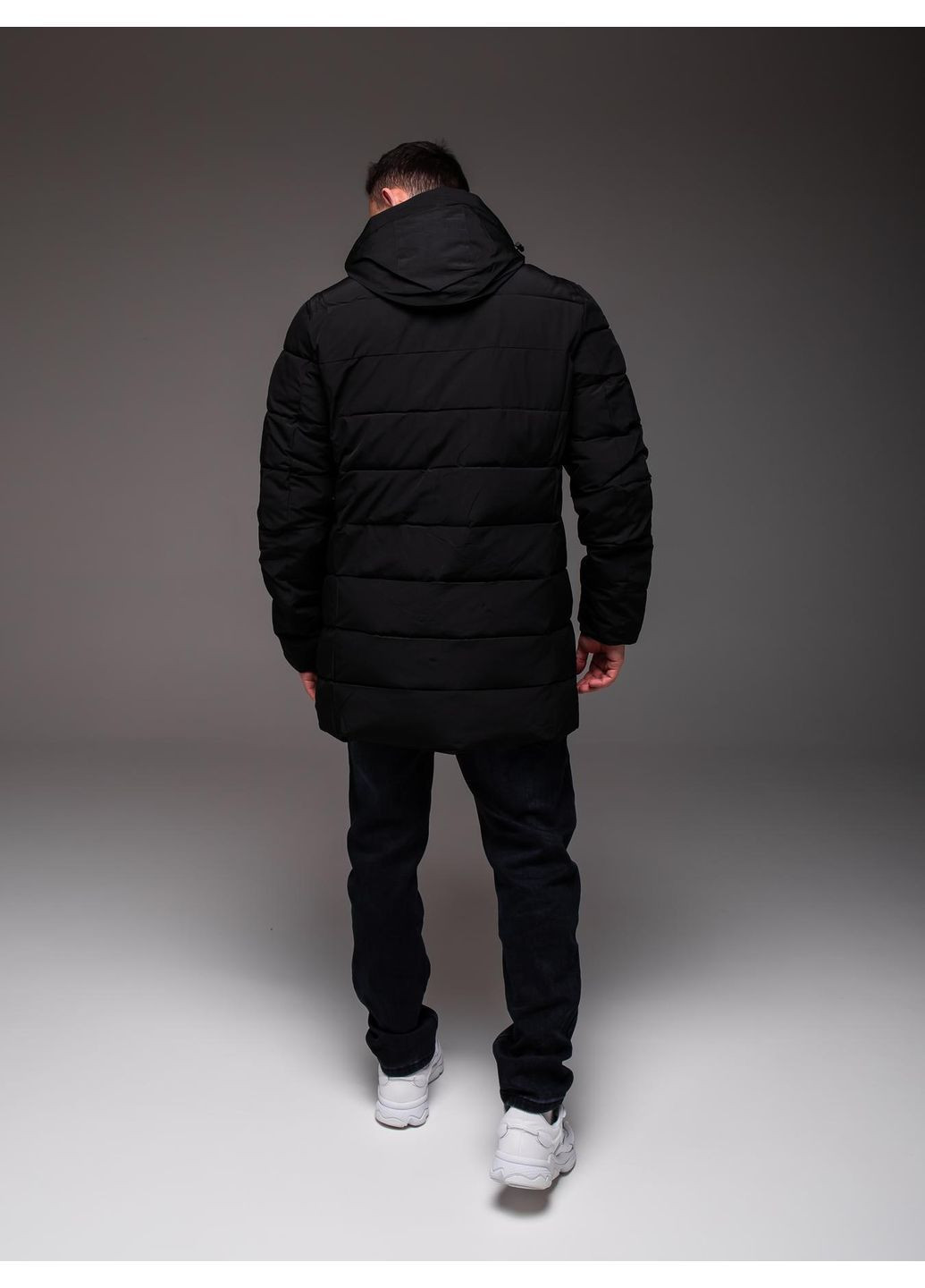 Чорна куртка чоловіча подовжена зимова . парка чоловіча No Brand