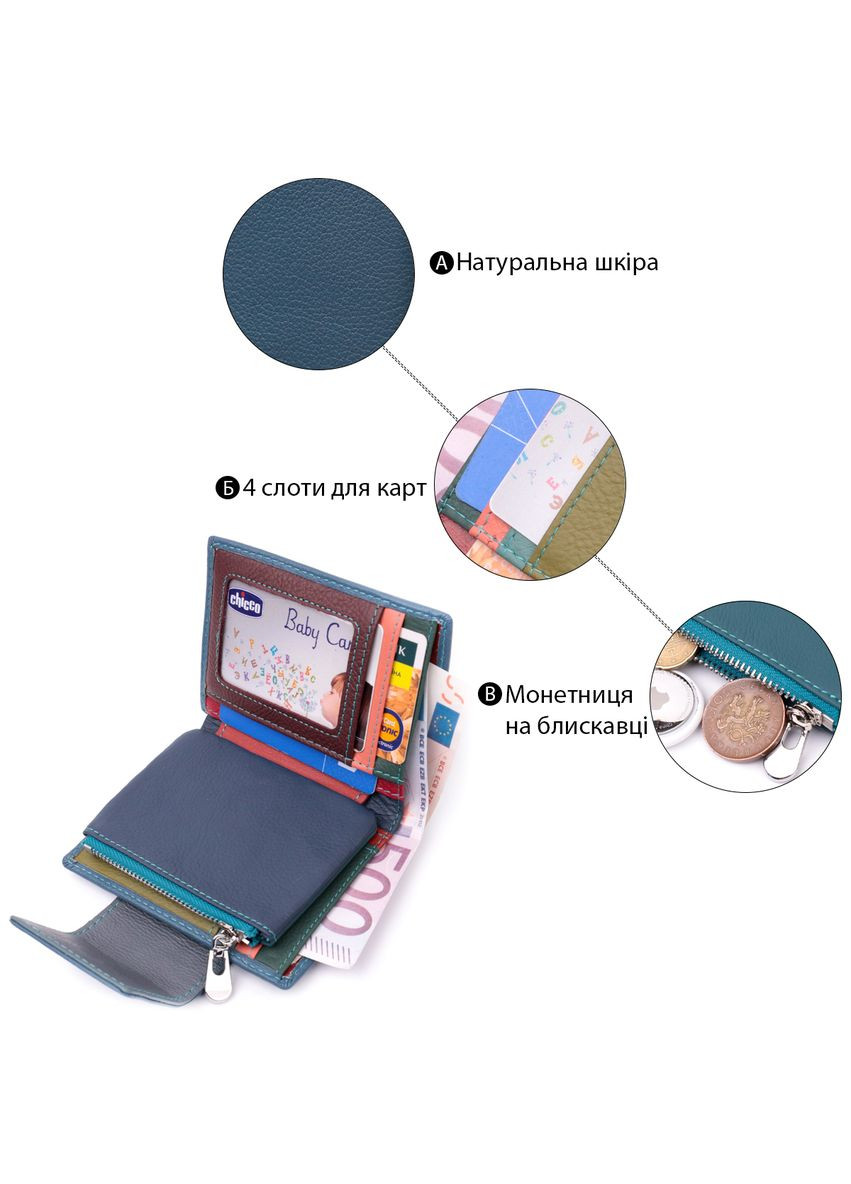 Жіноче портмоне з оригінальною монетницею з натуральної шкіри 19450 st leather (331909966)