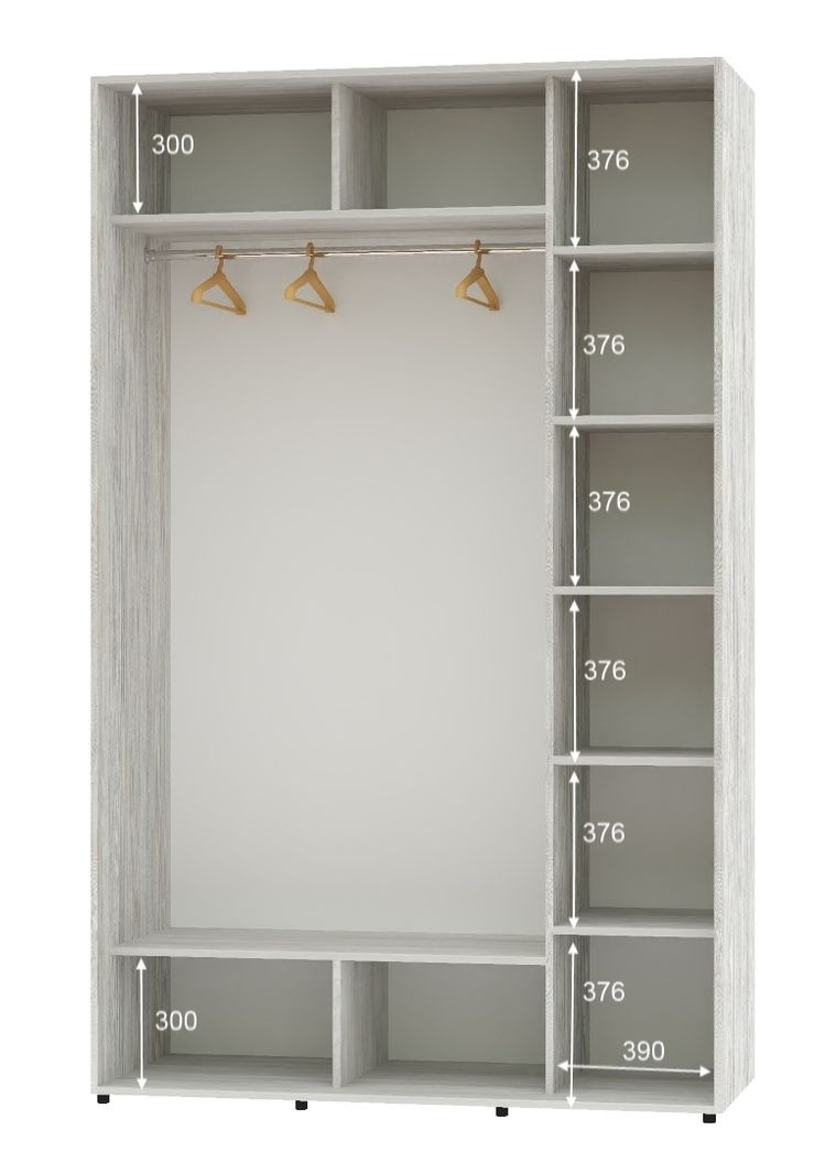 Шафа-купе дводверна 160*60*220 см Сосна натті 2 двері Дзеркало Алекса (356770872)