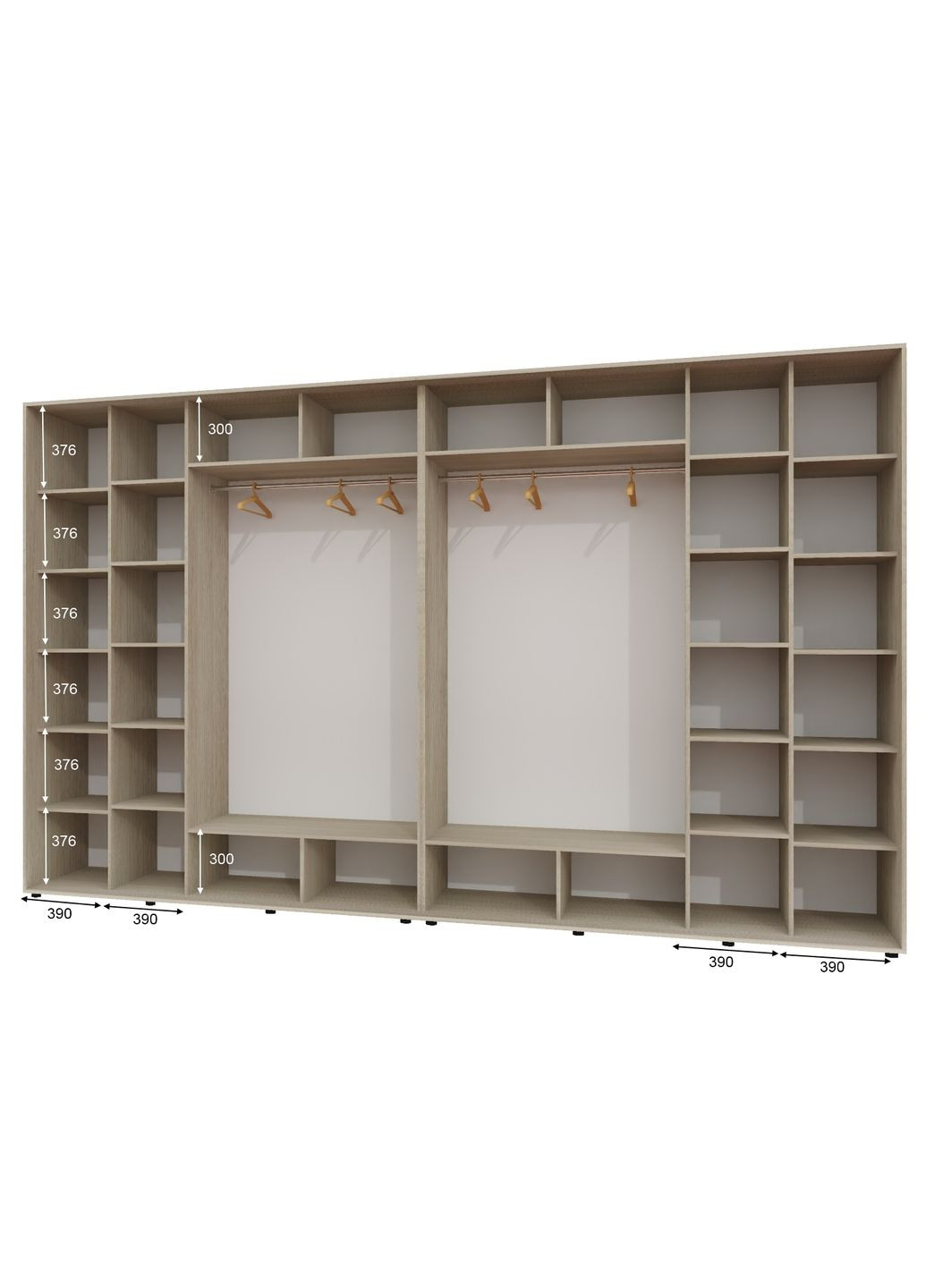 Шафа-купе чотиридверна 420*60*220 см Дуб Шамоні світлий 4 двері ДСП ШК-02 Алекса (360474596)