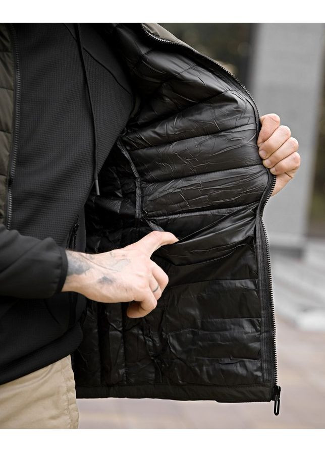 Стильная мужская демисезонная жилетка плащевка хаки Freedom (358932534)