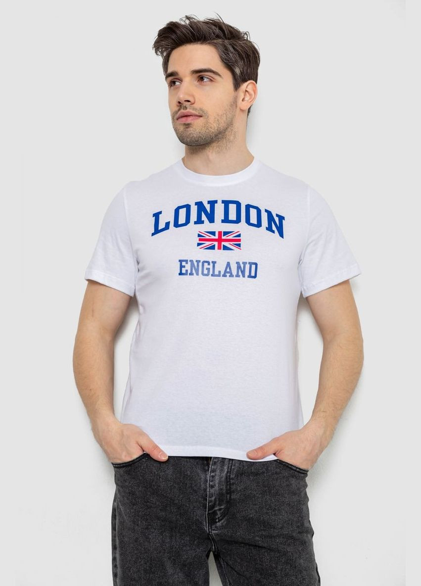 Біла футболка чоловіча з принтом,, 241r1909 Ager