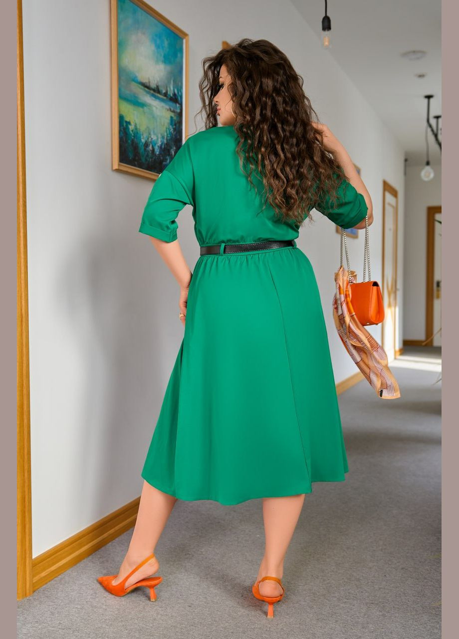 Зеленое деловое, повседневный, вечернее женское платье миди а-силуэт Україна