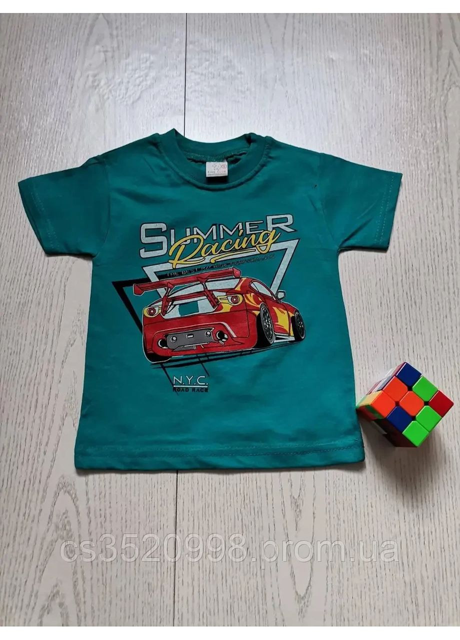 Зеленая летняя детская футболка зеленого цвета, на 1,2 года Kids