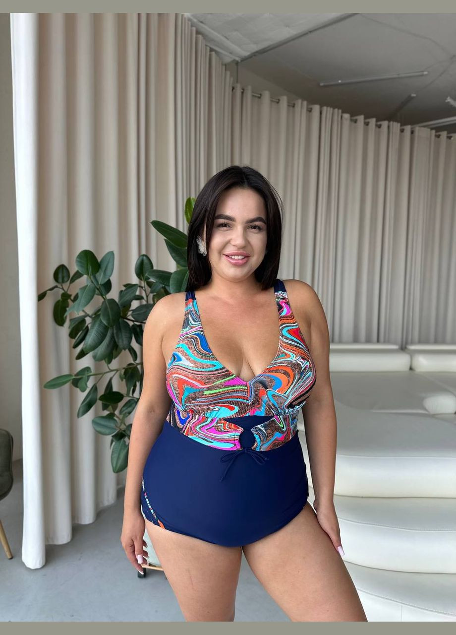 Синий летний купальник слитный слитный No Brand