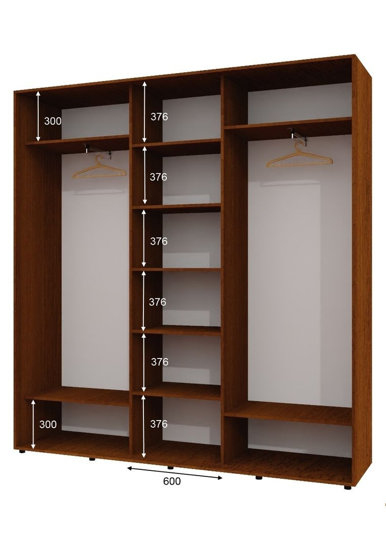 Шкаф-купе трехдверный 220*45*230 см Орех лесной 3 двери ДСП ШК-04 Алекса (360468510)