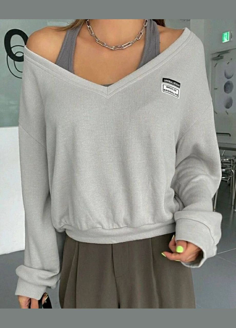 Кофта жіноча з рубчика, сіра повсякденна, стильна та комфортна, ідеально для базового гардеробу, розмір 42-46 No Brand 314 (322700769)