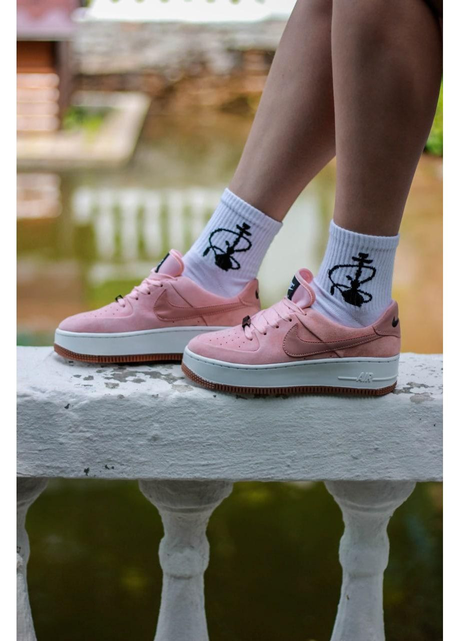 Розовые демисезонные кроссовки мужские nike air force 1 sage pink white 1 найк аир форс 1 премиум No Brand