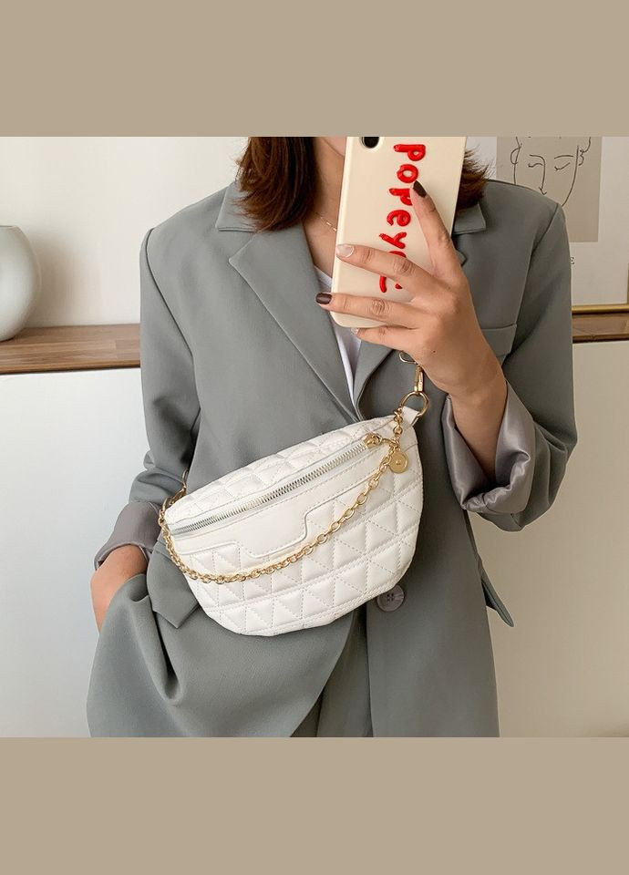 Сумка-бананка женская поясная маленькая эко кожа белая (sku_614) No Brand (330576882)