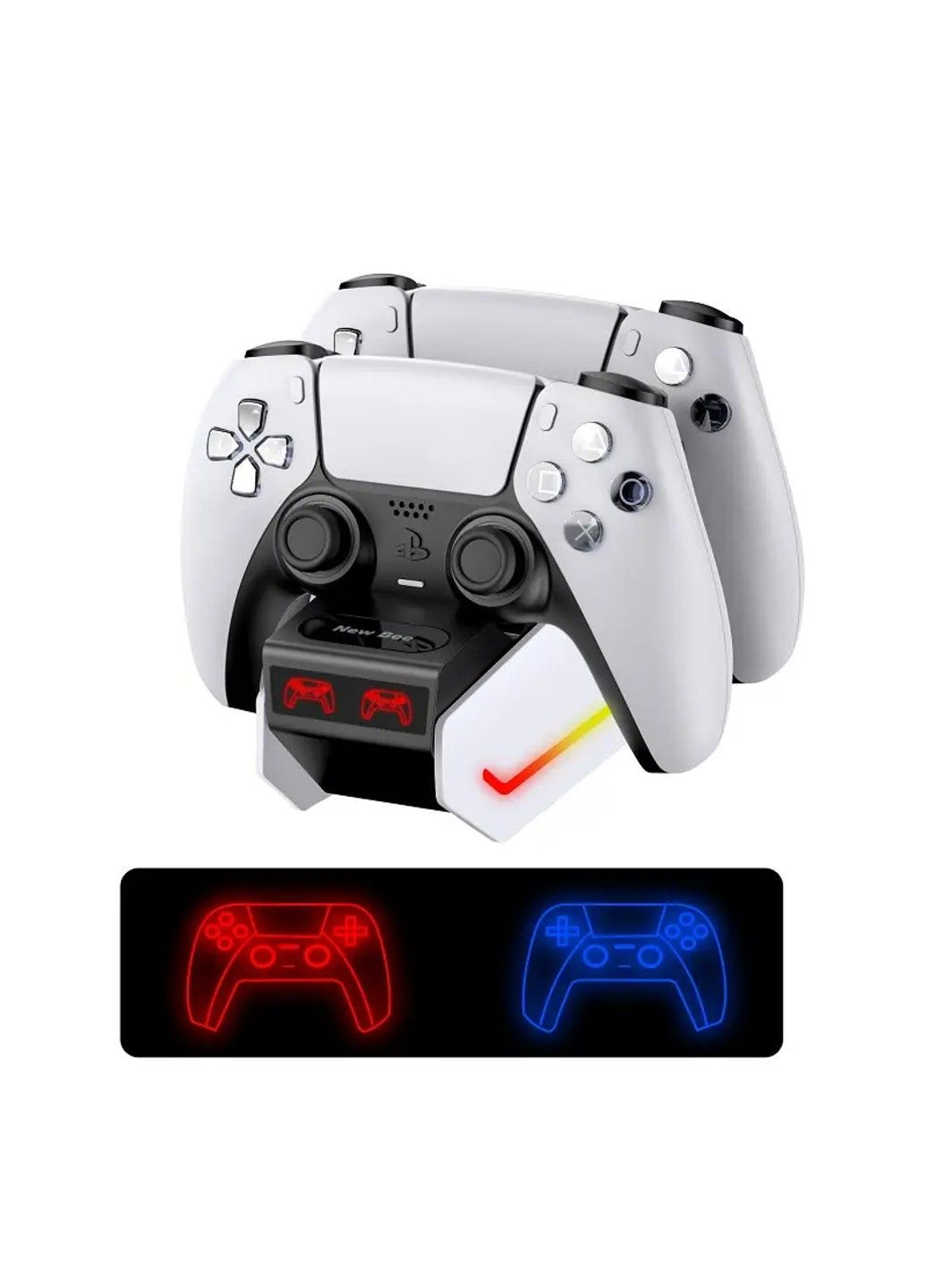 Подставка для зарядки джойстика PS5 Z15, док станция на 2 геймпада New Bee (316509858)