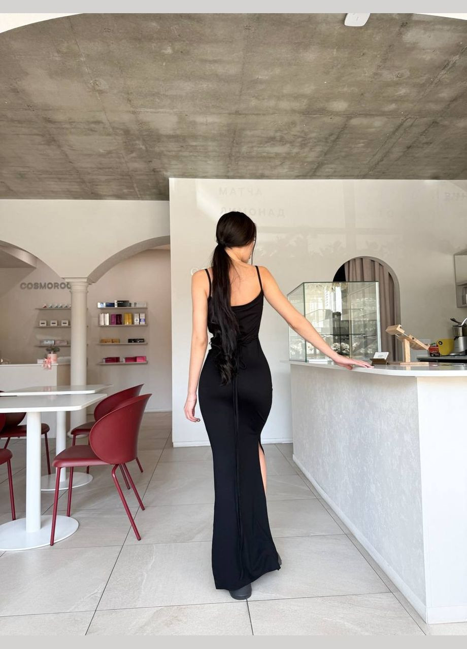 Черное праздничный, коктейльное, спортивное, пляжное, повседневный, откровенный платье макси с завязками Україна