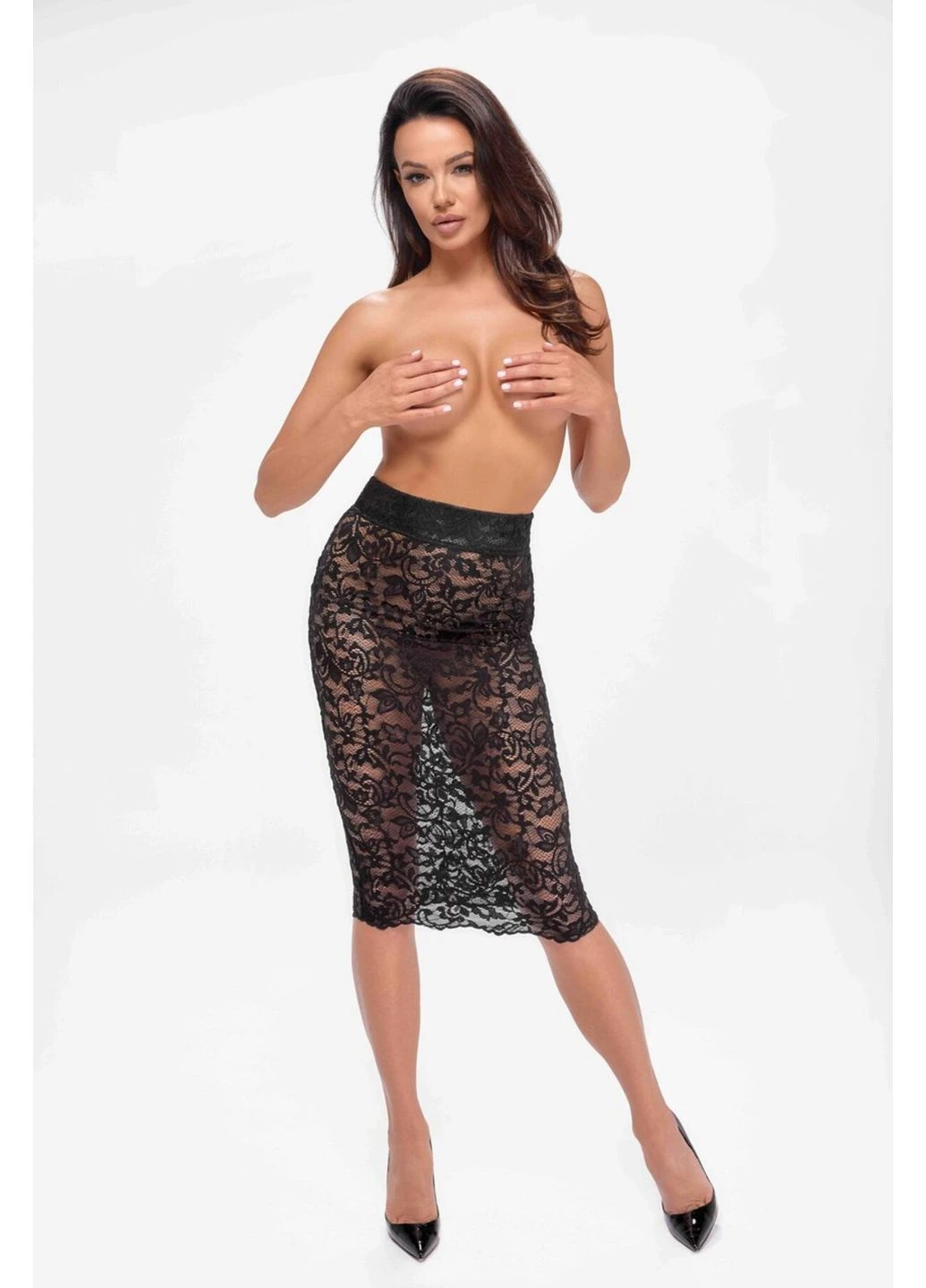 Черное юбка f302 ambivalence lace up midi skirt cherrylove Noir Handmade