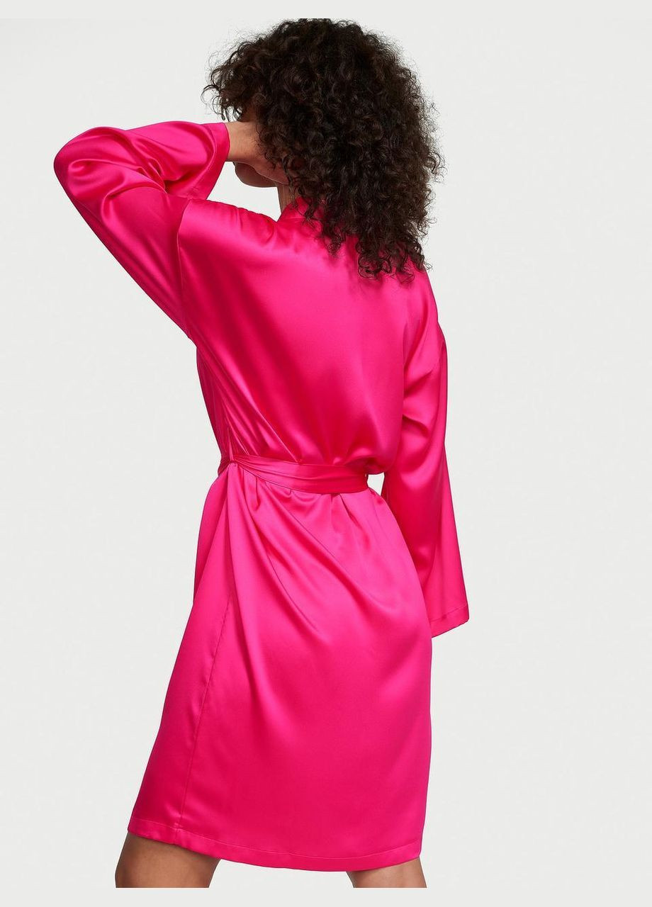 Женский сатиновый халат Midi розовый Victoria's Secret (322815216)